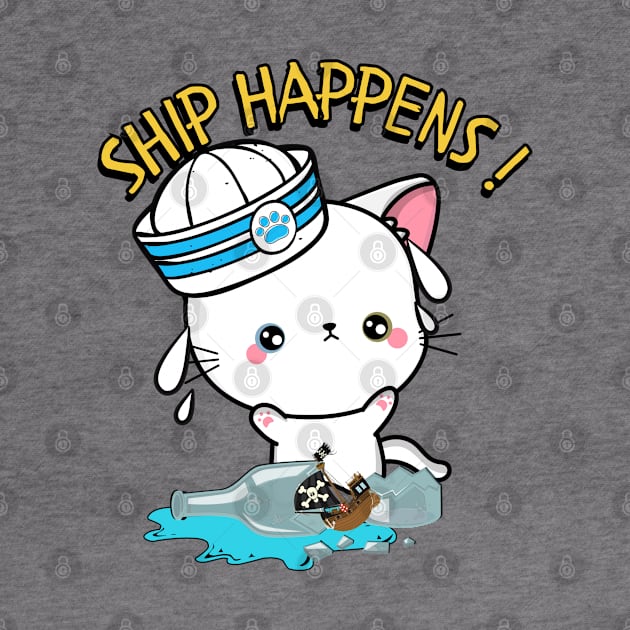 Funny Angora Cat Ship Happens Pun by Pet Station